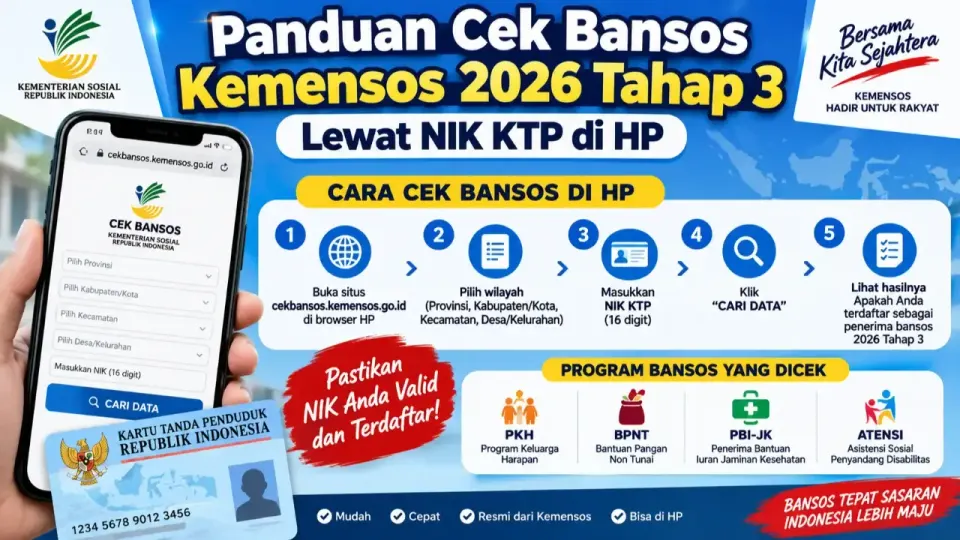 Langkah Mengajukan dan Cek Bansos e-KTP Online 2026 Tercepat Lewat cekbansos.kemensos.go.id